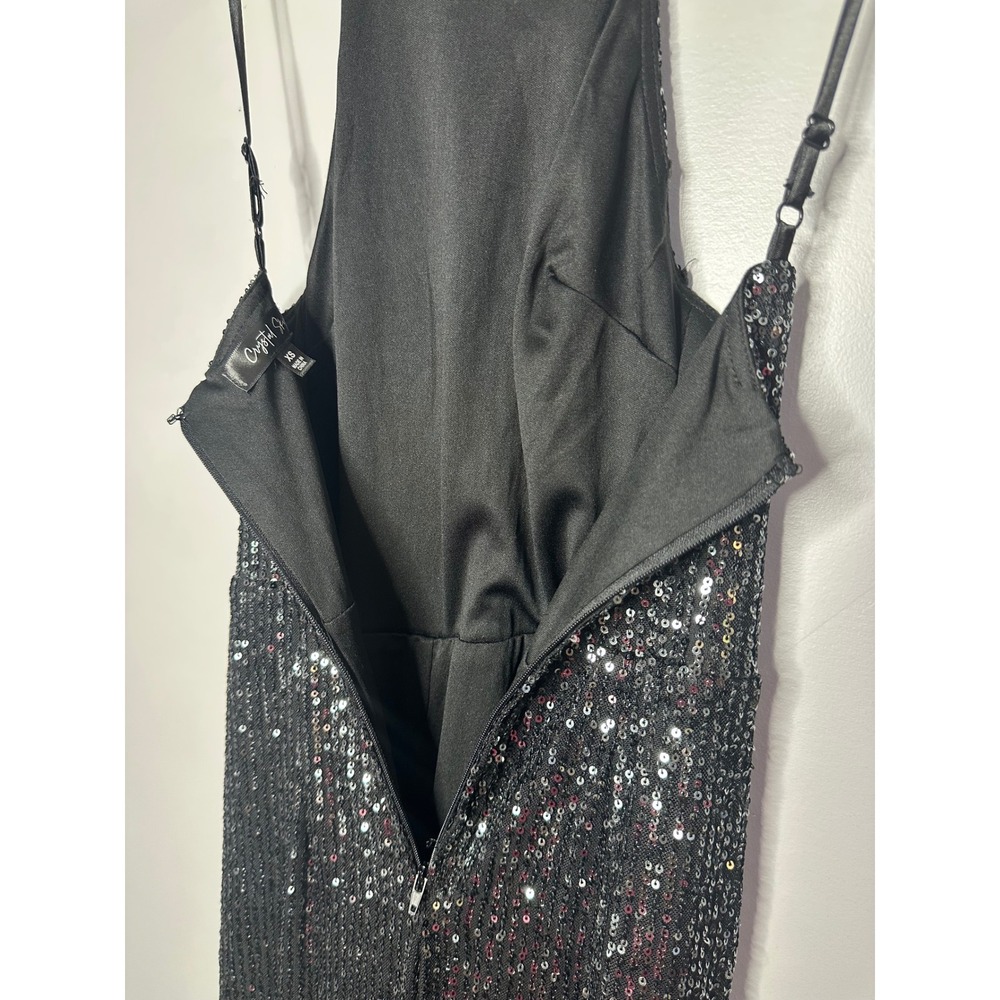 Crystal Sky Womens Black Sequin Jumpsuit Sleeveless Wide Leg Party Evening XS - Picture 16 of 16